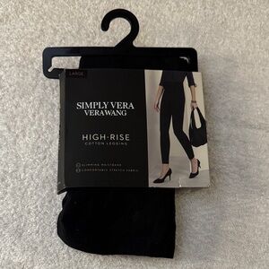 NWT Simply Vera Vera Wang Black High Rise Cotton Leggings Slimming Stretch